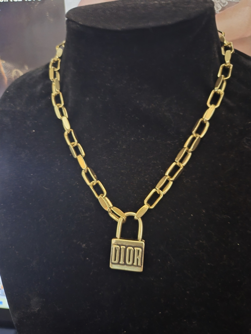 Vintage Gold Padlock Link Necklace